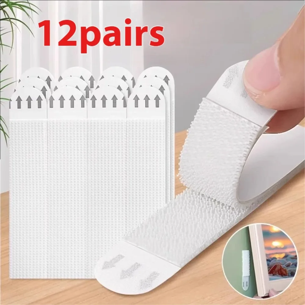 Traceless Easy-Pull Adhesive Velcro for Damage-Free Picture Hanging, 12-Pack