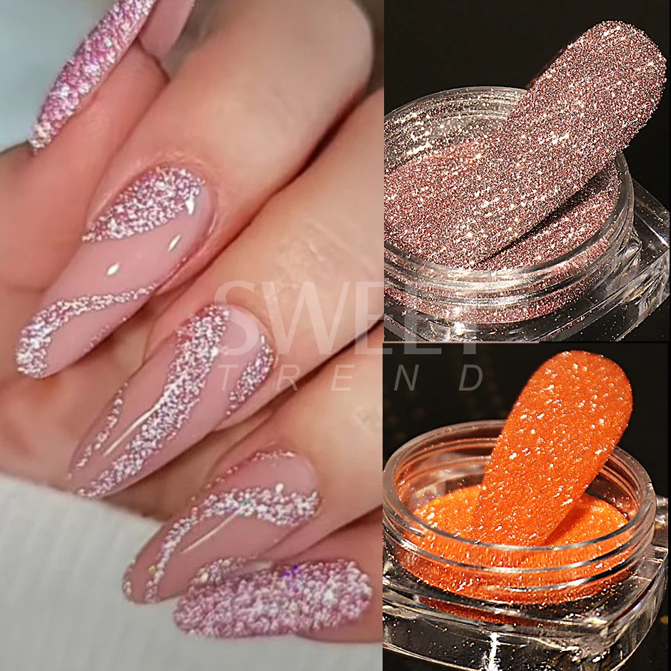 Nail Powder Shiny Reflective Glitter Flash Silver Diamond Crystal Rhinestone Sequins Dip Chrome Dust Nail Art Accessories