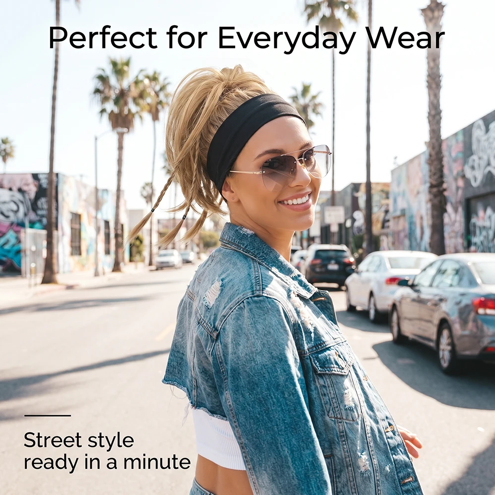 여성용 브레이드 합성 헤어피스가 있는 스트레이트 헤어 번, 내열성 섬유, 간편 착용, 데일리 파티 헤어 액세서리