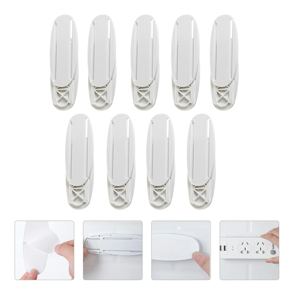 

Wall Mount Clothes Rack Cable Manager Plastic Hangers Self Adhesive Socket Holder