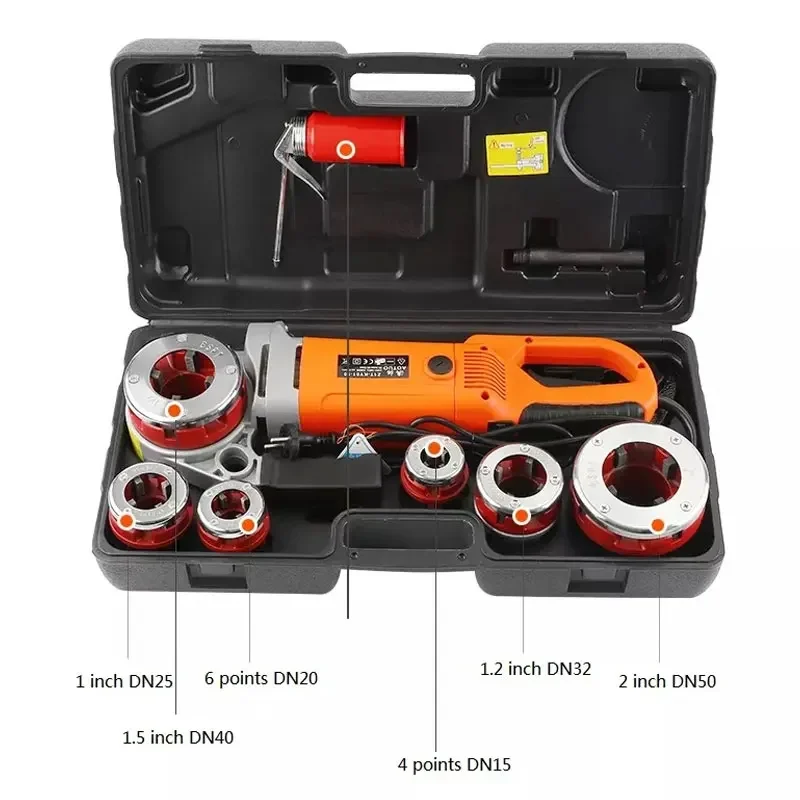 Electric Pipe Threading Machine 220V Portable Hand-Held Steel Pipe Plastic Hinge Thread Galvanized Threading Iron