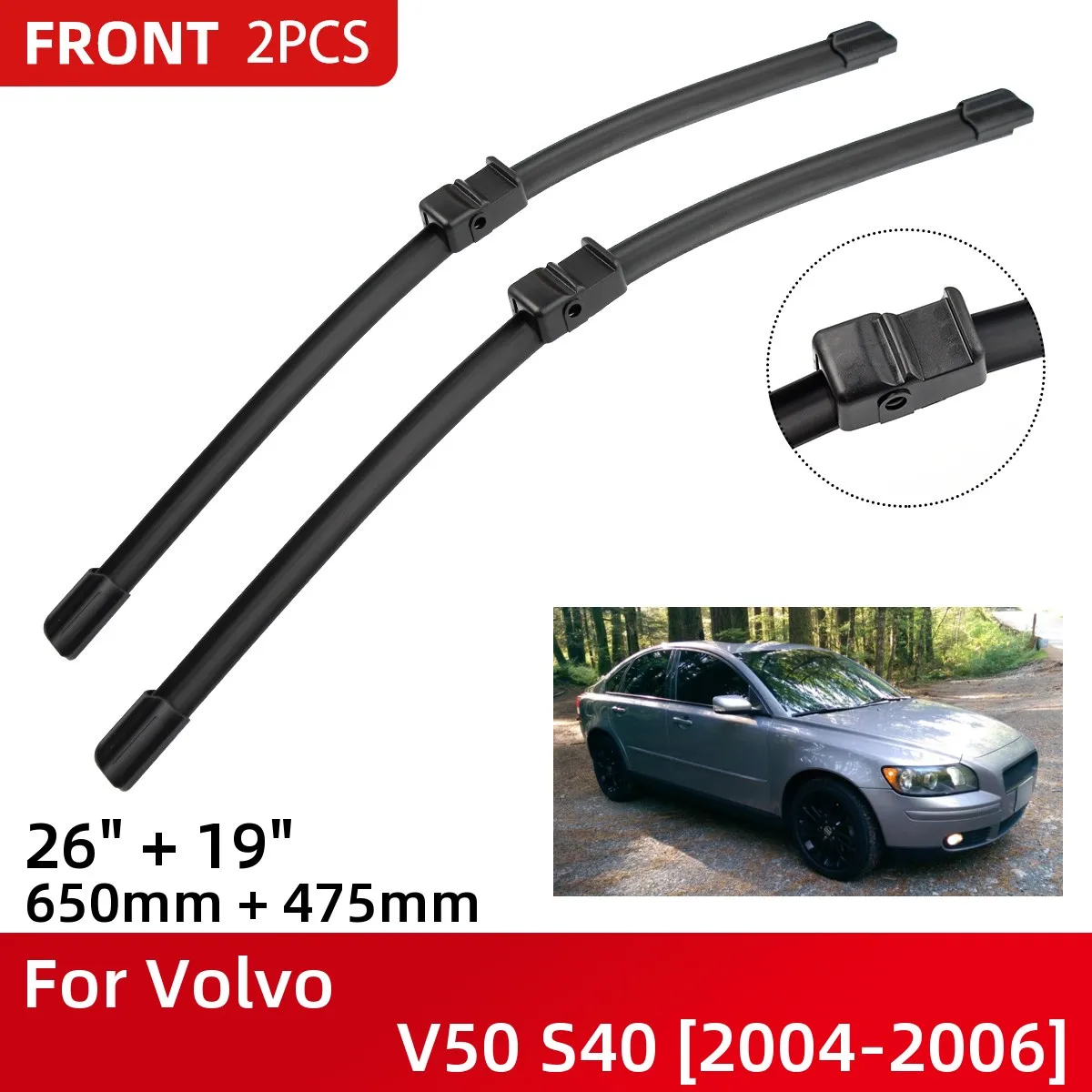 Front Wiper Blades For Volvo V50 S40 20042006 Windshield Windscreen