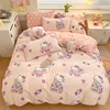 Sanrio Hello Kitty Cotton Printing Bedding Set Duvet Cover Bed Sheet Pillowcase King Queen Full Twin Bedclothes Home Textile 4