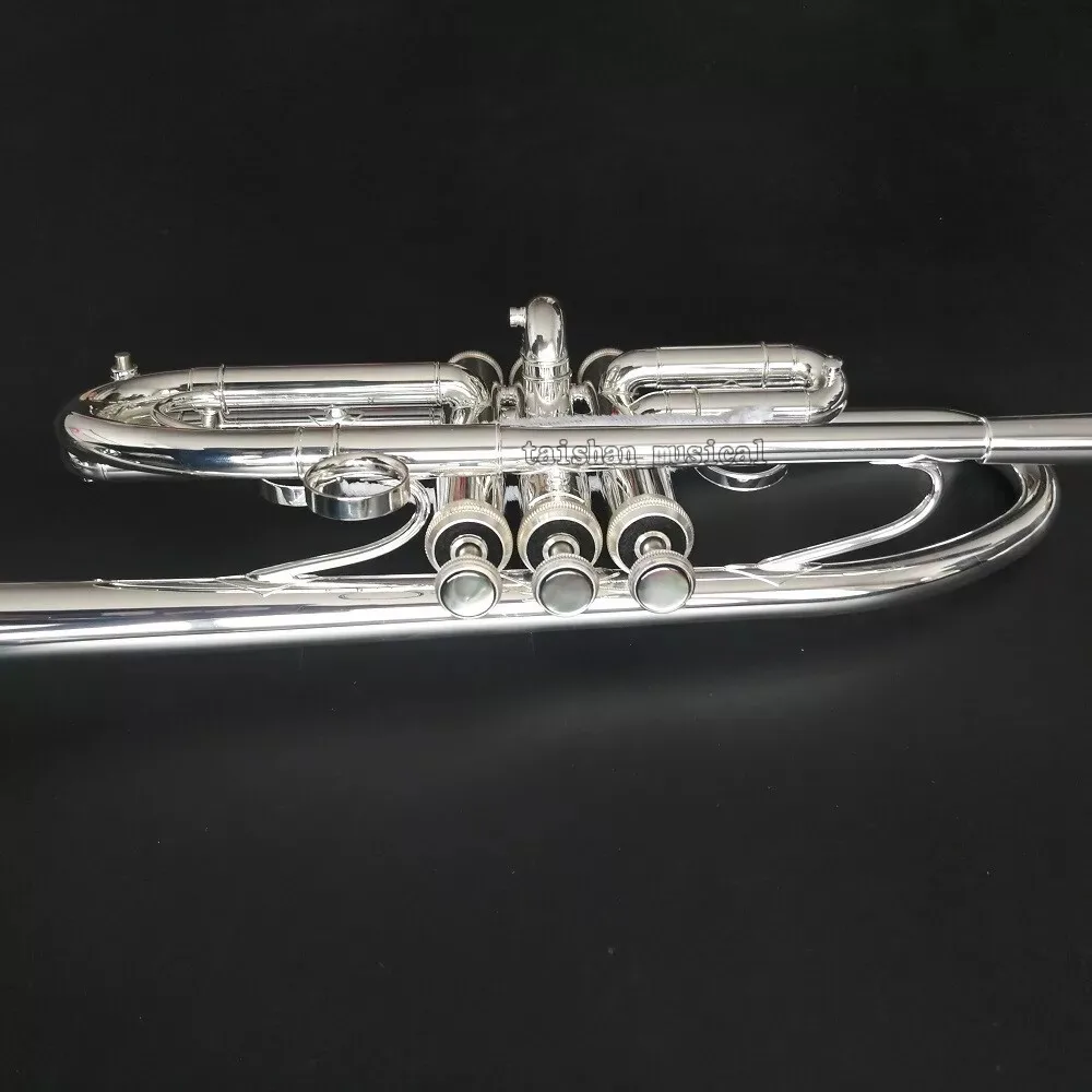 Concert streamline Silver Plated Trumpet C Key HORN Monel Piston Include Case