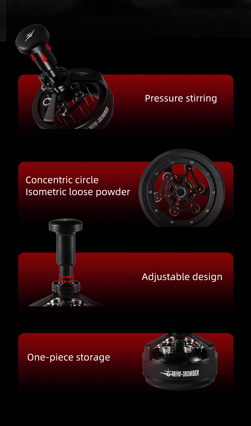 Description Picture 4 of itemMHW-3BOMBER 58mm Dosing Funnel,Coffee Distributor,Espresso Portafilter Holder,WDT Tool,Espresso Tamper,Bottomless Portafilter