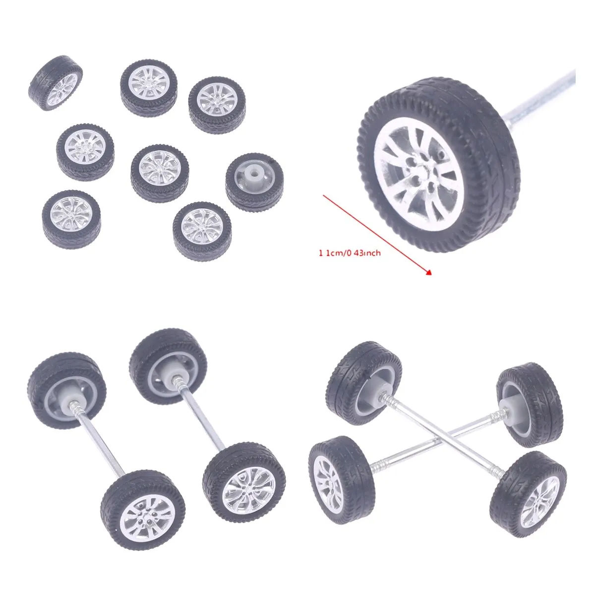 

1/64 Wheels For Hotwheels with Rubber Tire Model Model Car Modified Parts Toys Power RefitCar model 1Set Parts Toys High Quality