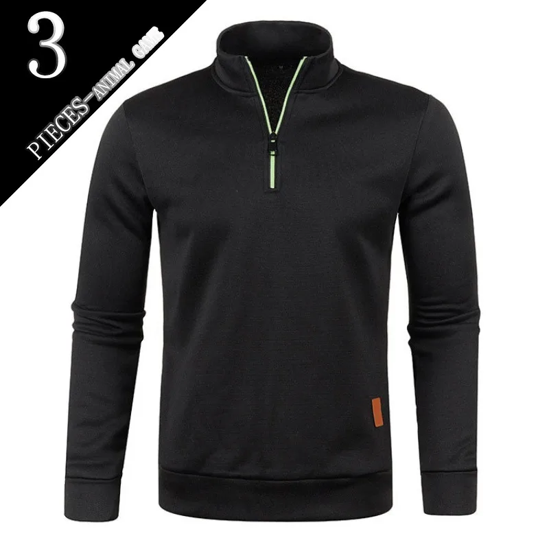 Animal Game 3 Pack Outdoor Men's Half Zipper Sweatshirts Pullover for Men Turtleneck Streetwear Lightweight Sport Cycling Tshirt