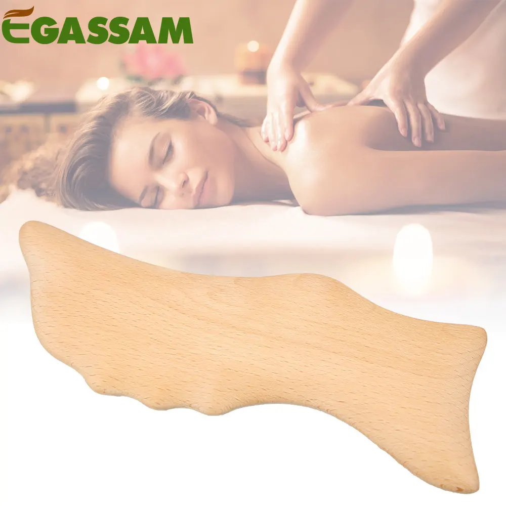 1Pcs Wooden Gua Sha Tool, Wooden Beech Scraping Board Massage Face Neck Muscle for Pain Relief