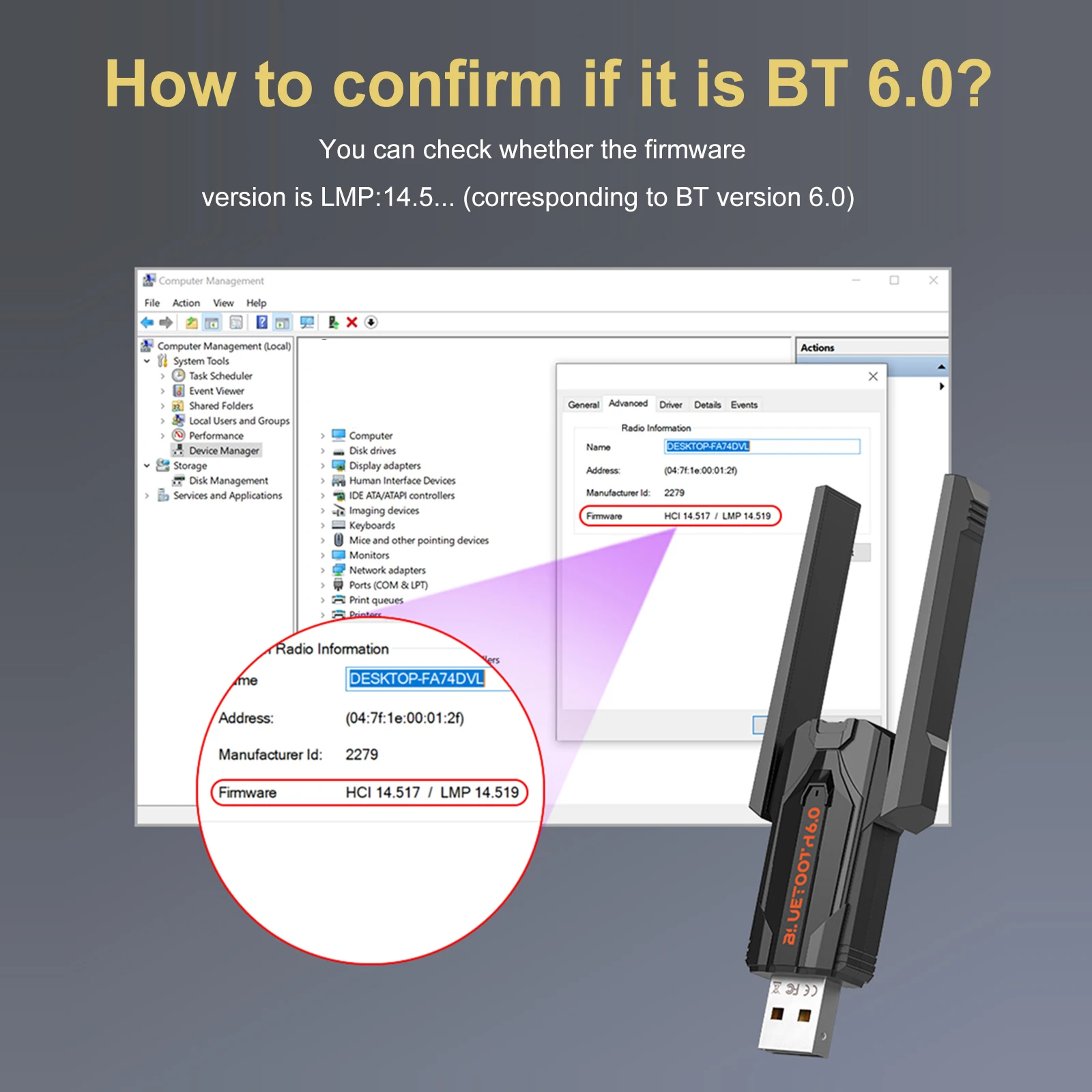 USB BT 어댑터 드라이버가 필요 없는 무선 동글 헤드폰/키보드/마우스/스피커/프린터용으로 7개 장치를 동시에 연결