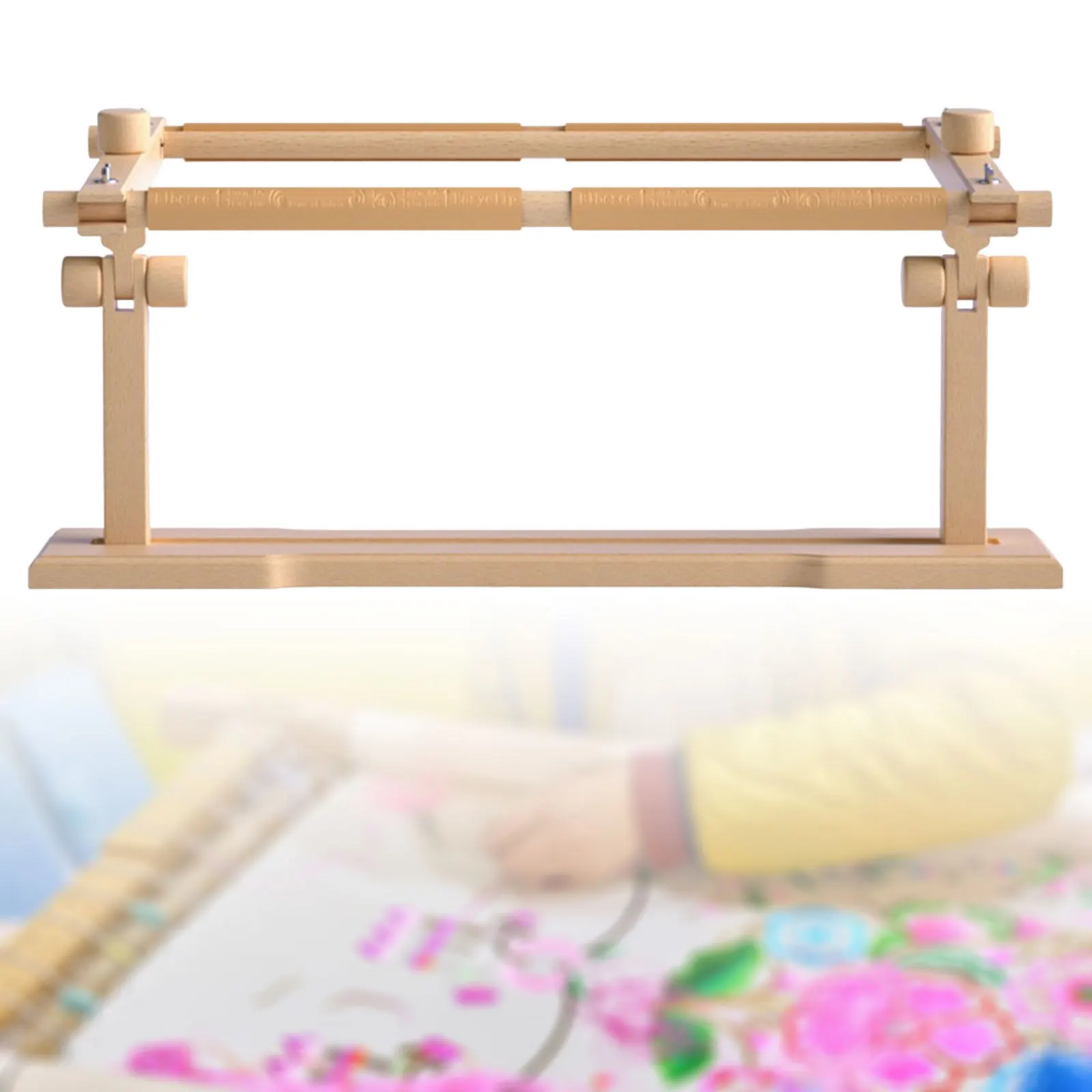 Supporto per telaio da ricamo in legno di faggio regolabile Supporto per rack per cuco a punto croce Supporto per ricamo Supporto per tavolo Strumenti per cucire  15