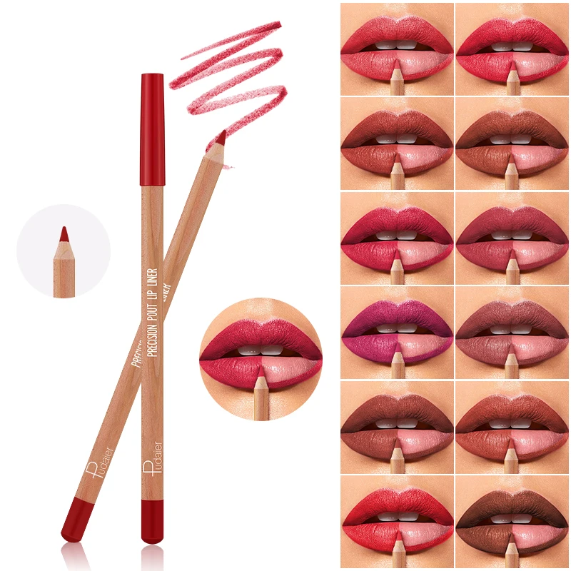 12-Color Velvet Matte Lipstick & Liner Red Contour Tint Lipstick-Waterproof, Long-Lasting Wear , Ideal Gift 2