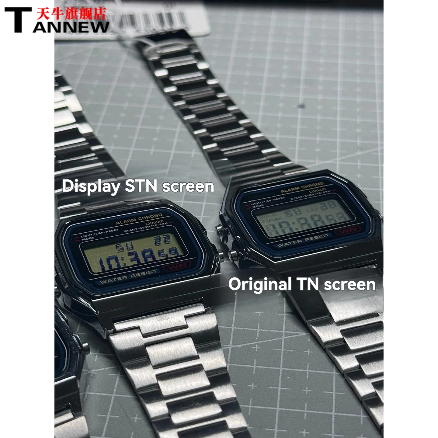 카시오 시계용 STN LCD 스크린 모드 ? F-91W F-105 A158 A159 및 A168 시리즈용 고대비 디스플레이 교체품(스크린만 해당)