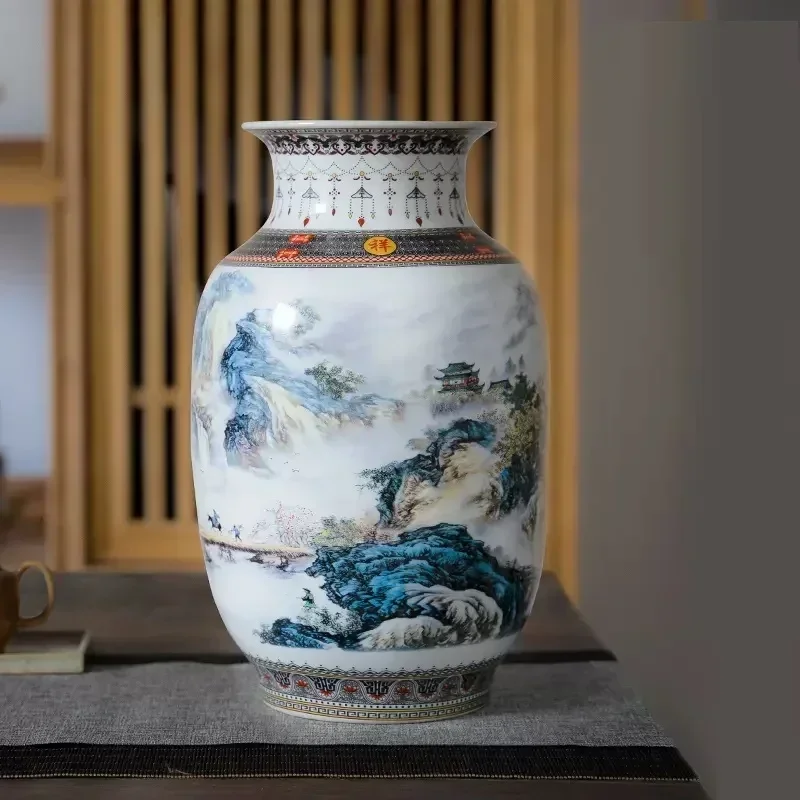 

Керамическая ваза Цзиндэчжэнь, винтажная Китайская традиционная искусственная тонкая гладкая поверхность, предметы интерьера