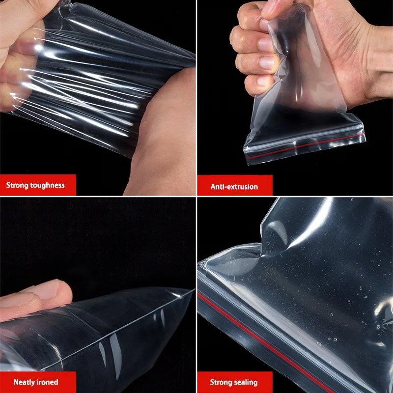 100P Self-sealing Pocket Zipper Lock Plastic Bag Can Be Repeatedly Closed Transparent Storage Fresh-keeping Packaging Bag 0.05mm 5