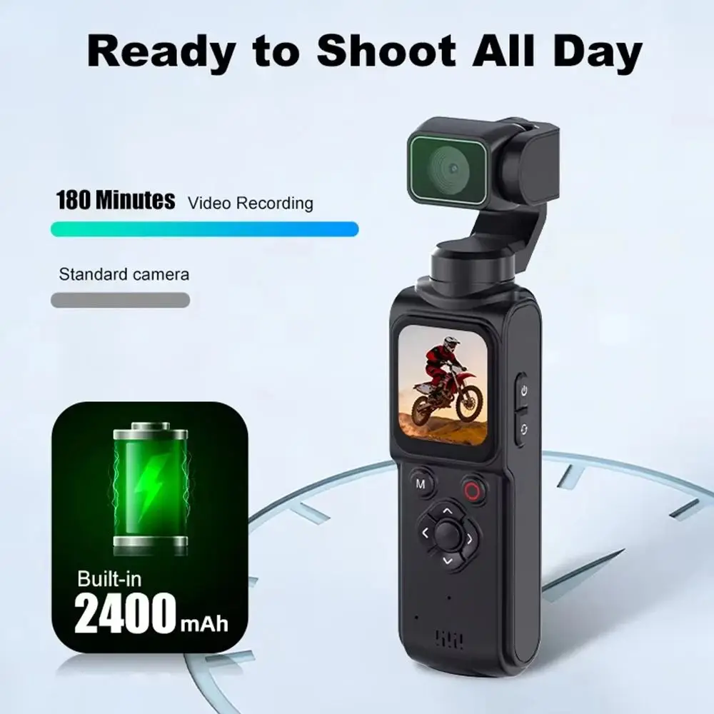 Caméra Action 360° 4K Ultra HD tenue à la main, enregistrant un coucher de soleil sur la plage.