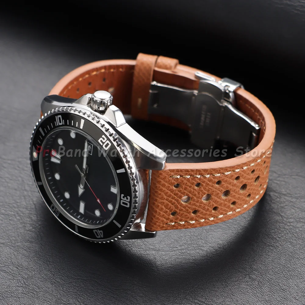 Vintage Genuine Leather Watch Band - Universal Cowhide Strap with Breathable Design