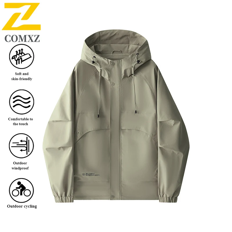 EiAO  Jacket Men's American Workwear Waterproof Windproof Multi-Pocket Outdoor Coat for Hiking Camping Fishing Urban Adventure