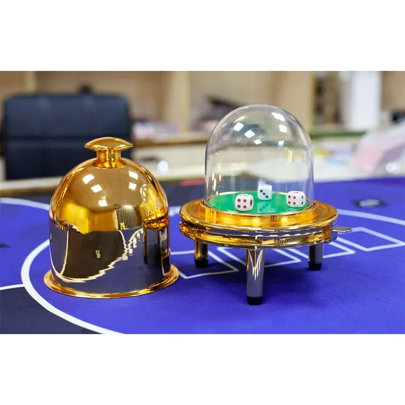 

High Quality Electric Automatic Casino Accessories Golden Gloss Poker Dice Cup Shaker Machine Casino Electronic Dice Cup