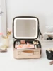 Travel Makeup Bag with LED Lighted Mirror 3 Color Scenarios Adjustable Brightness, with DIY Dividers, Toiletry Makeup Case Gift 5