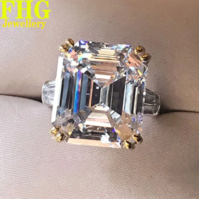 

6 7 8 9 10 Carat Solid Au585 14K White Gold Ring DVVS1 Asscher Shape Moissanite Diamonds Wedding Party Engagement Anniversary