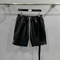 Designer Rick Pants 24ss New Summer Owens Shorts For Men PU Leather Short Pants Drawstring Straight Casual RO Short Pants 1