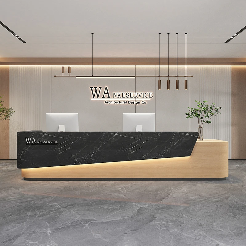 Simple Corporation Reception Desk Hotel Lobby Service Counter Office Counter Church Pulpit Storage Furniture Receptionsdisk FYRD