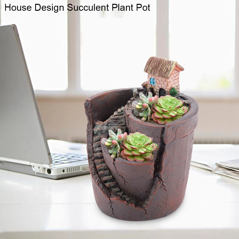 Elegant Resin Succulent Planter - Decorative Flower Pot for Home and Office Decor