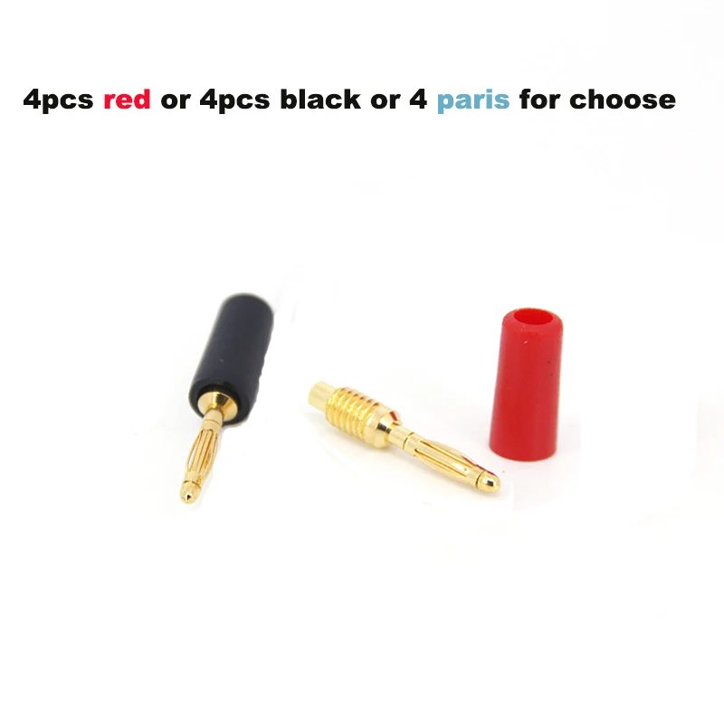 4PCS 2MM Audio Banana Plug Mini Speaker Pure Copper Gold Plated Plug Connector Welded Assembly Experimental Test Cord Head J17