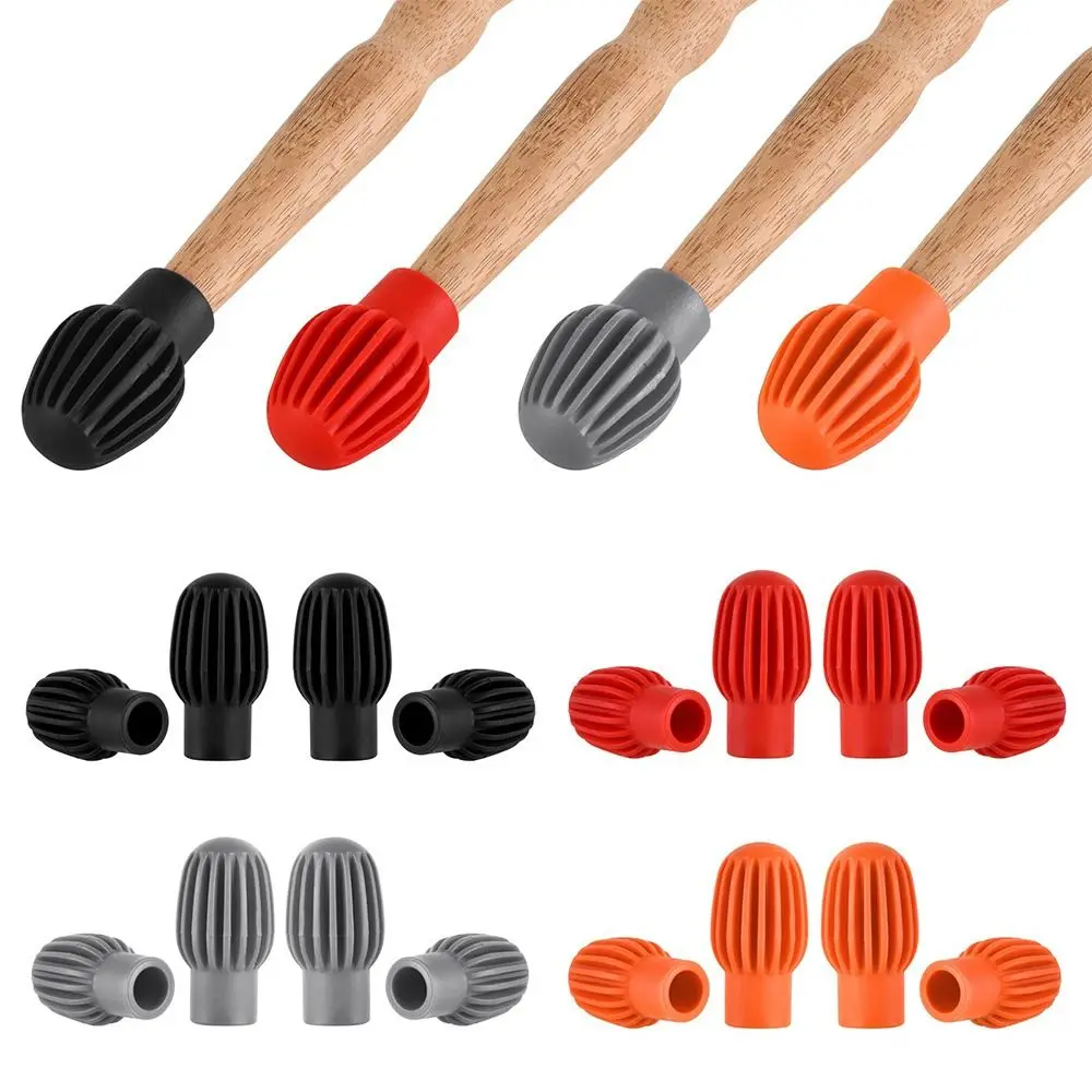 2/4pcs Silicone Drum Stick Head Rubber Sleeve Drumstick Mute Damper