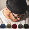 Retro Dome Beanie Hat For Men And Women Brimless Hats Skullcap Docker Adjustable Solid Color Novelty Cotton Caps Men Bonnet 1