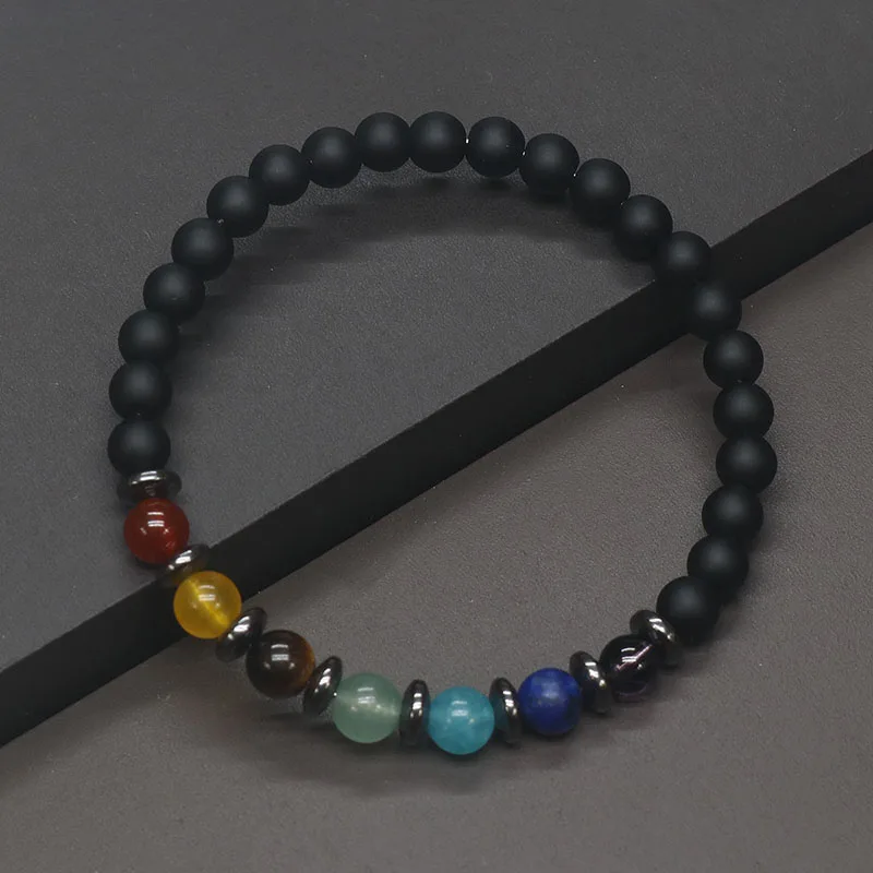 2022 6mm Yoga 7 Chakra Bracelet Men Women Lost Weight Magnetic Hematite Turkish Evil Eye Bracelet For Men Spiritual Jewelry