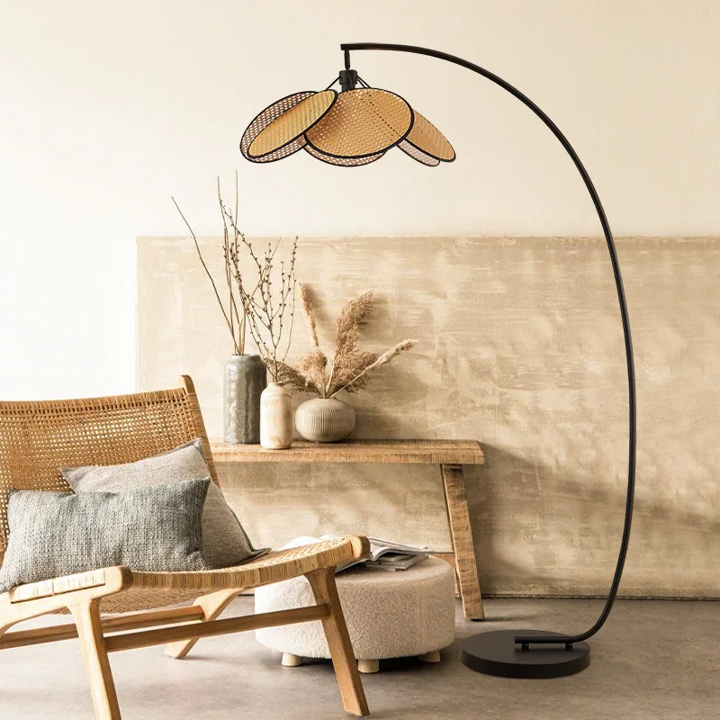 

Knitting Rattan LED Lighting Floor Lamps Nightlight Home Decor Living Room Stand Light Bedside Lamp for Bedroom Free Shipping