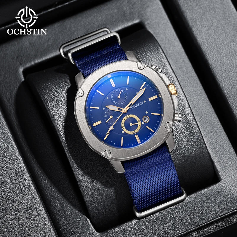 ochstin top brand multifunctional quartz watch leather strap mineral hardened galss 30 meters life waterproof watches ochstin hot model 2024 fashion trend creative nylon series multi-function quartz movement waterproof watch men's quartz watches