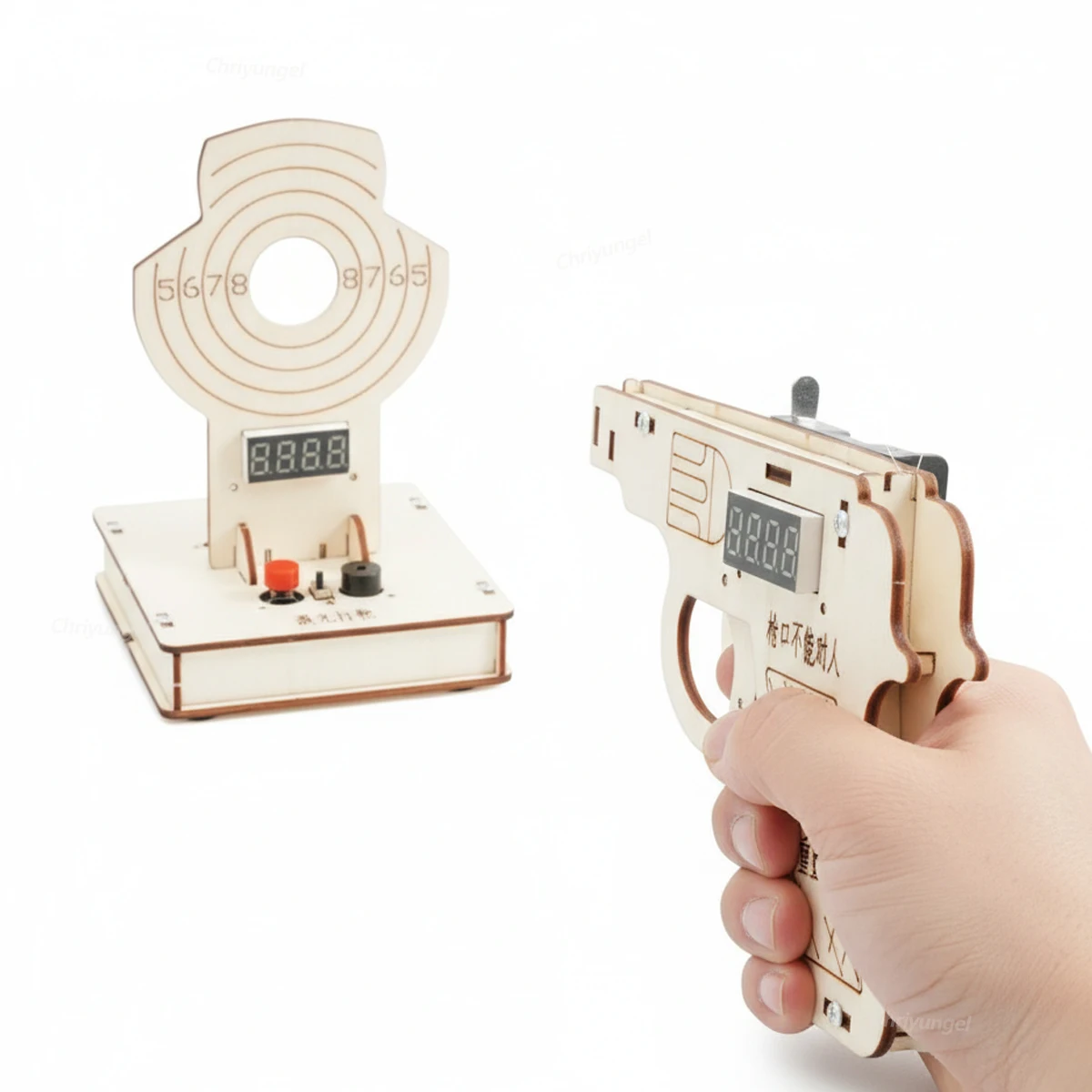 STEM DIY Wooden Target Shooting Game Kit Interactive Building Toys for Kids Educational Science Experiment Crafts Set