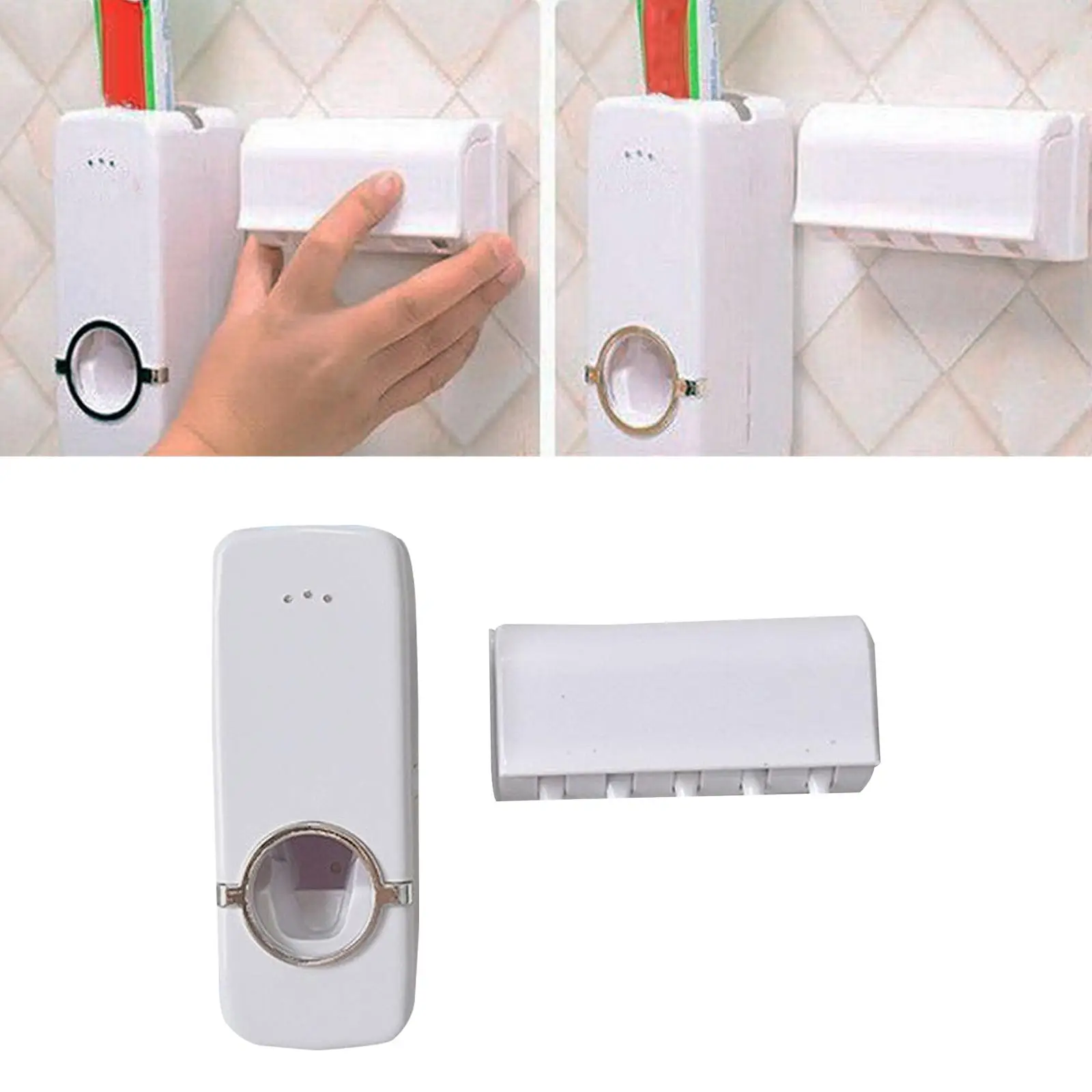 Toothbrush Holder and Toothpaste Dispenser Hands Free for Washroom Bathroom