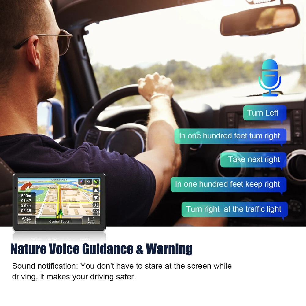 GPS Navigation for Car, 2023 Map 7 inch Touch Screen Car GPS, Voice Turn  Direction Guidance, Support Speed and Red Light Warning, Pre-Installed  North
