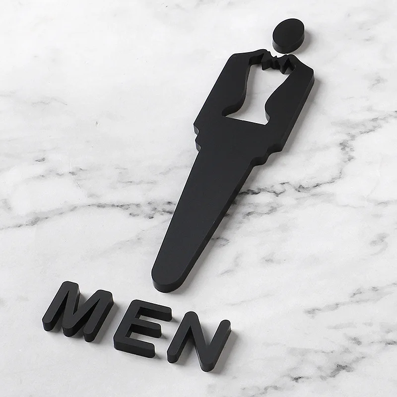 Black Gold Color Toilet Sign Plate Acrylic 3D Wash Room Door Wall Label Sticker Wc Holder Signage Board Art Hotel Home Decor wall stickers toilet stickers