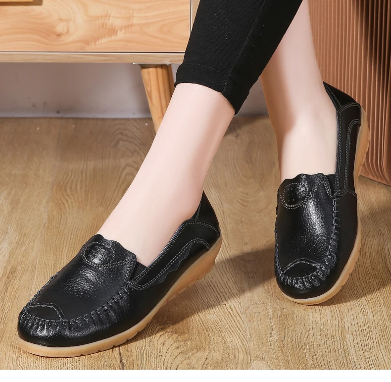 Women Loafers Patches Stitching Flat Shoes Woman Summer Flats Soft Candy Colors Genuine Leather Moccasins Loafers Shoes New 2022