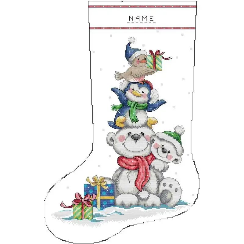 Festive Cartoon Pattern Cross Stitch Kit - DIY Embroidery Home Decor Gift Set