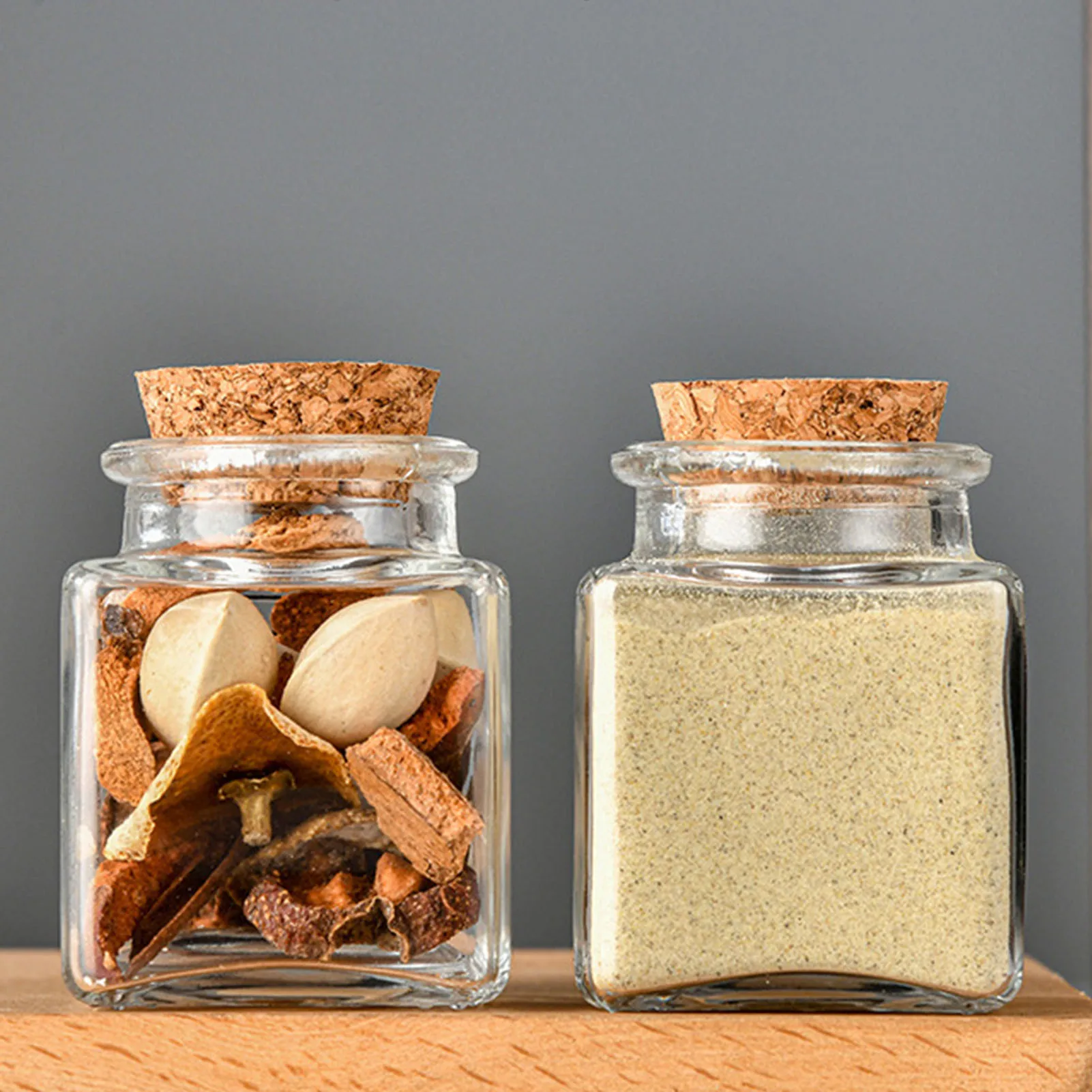 Corky Modern Glass Spice Jars