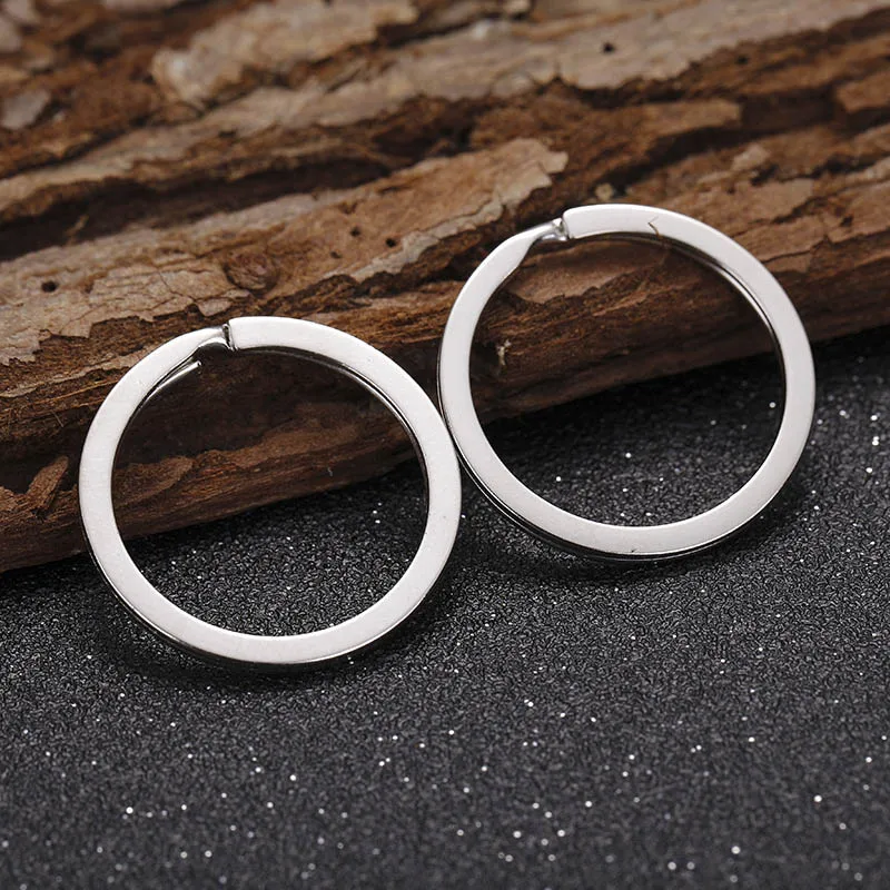 20-teiliger flacher Schlüsselring aus Edelstahl, flacher Ring, flacher Metallring, Auto-Schlüsselanhänger, Schlüsselanhänger, DIY-Zubehör – Detail 5