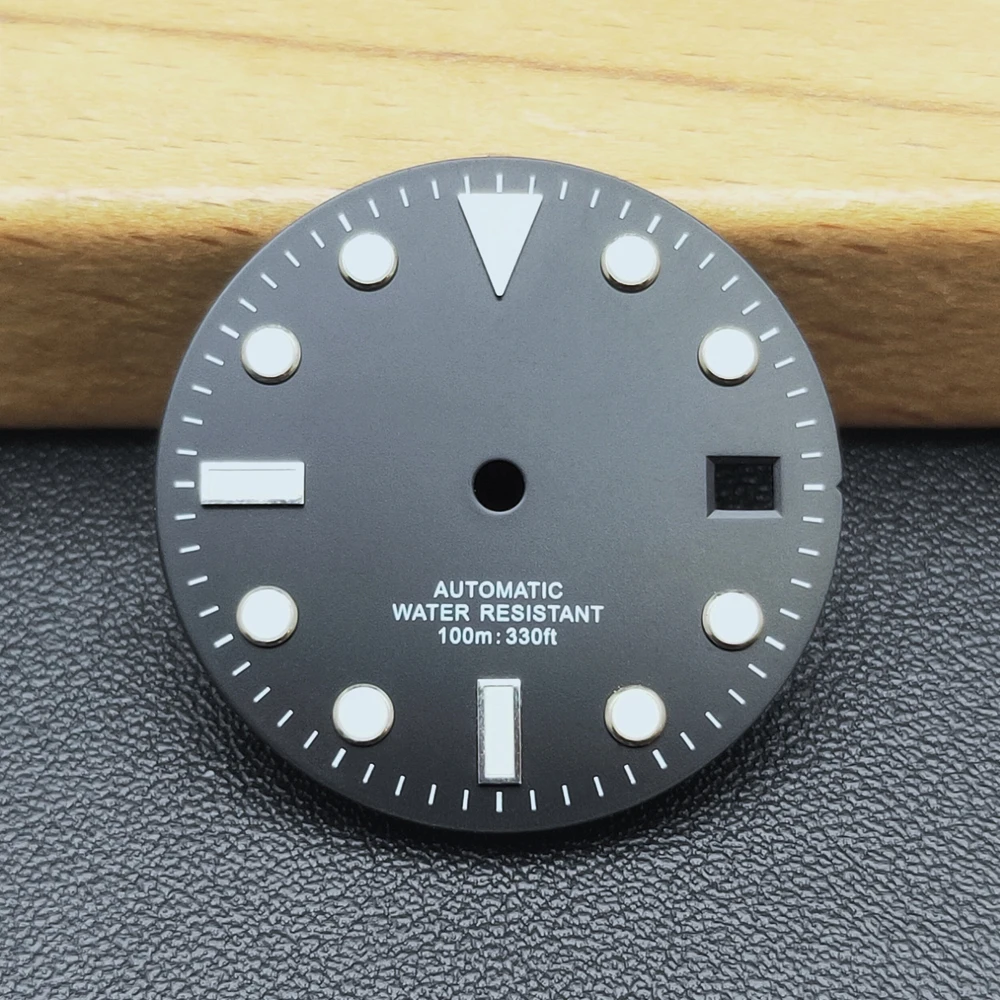 Manbushijie 28,5 mm schwarz weiß grün blau leuchtendes Zifferblatt passend für NH35 ETA 2824 2836 Miyota 8215 821A Mingzhu DG2813 3804 Uhrwerk – Detail 12
