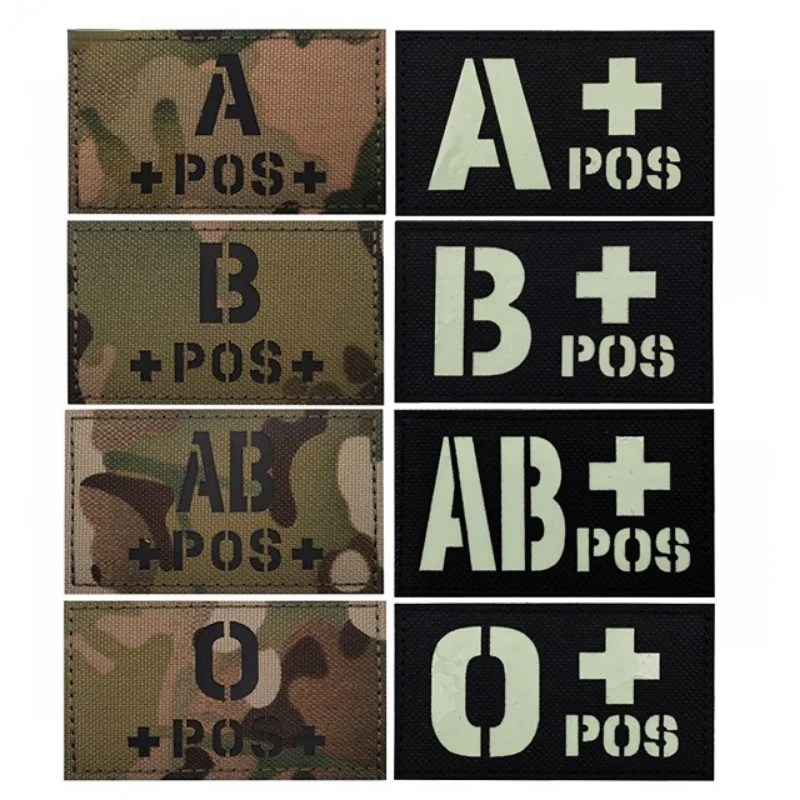 8cm im Dunkeln leuchten Blutgruppe Patch a b ab o pos positiv leuchtende Abzeichen Armband Hakens ch laufe Applikation