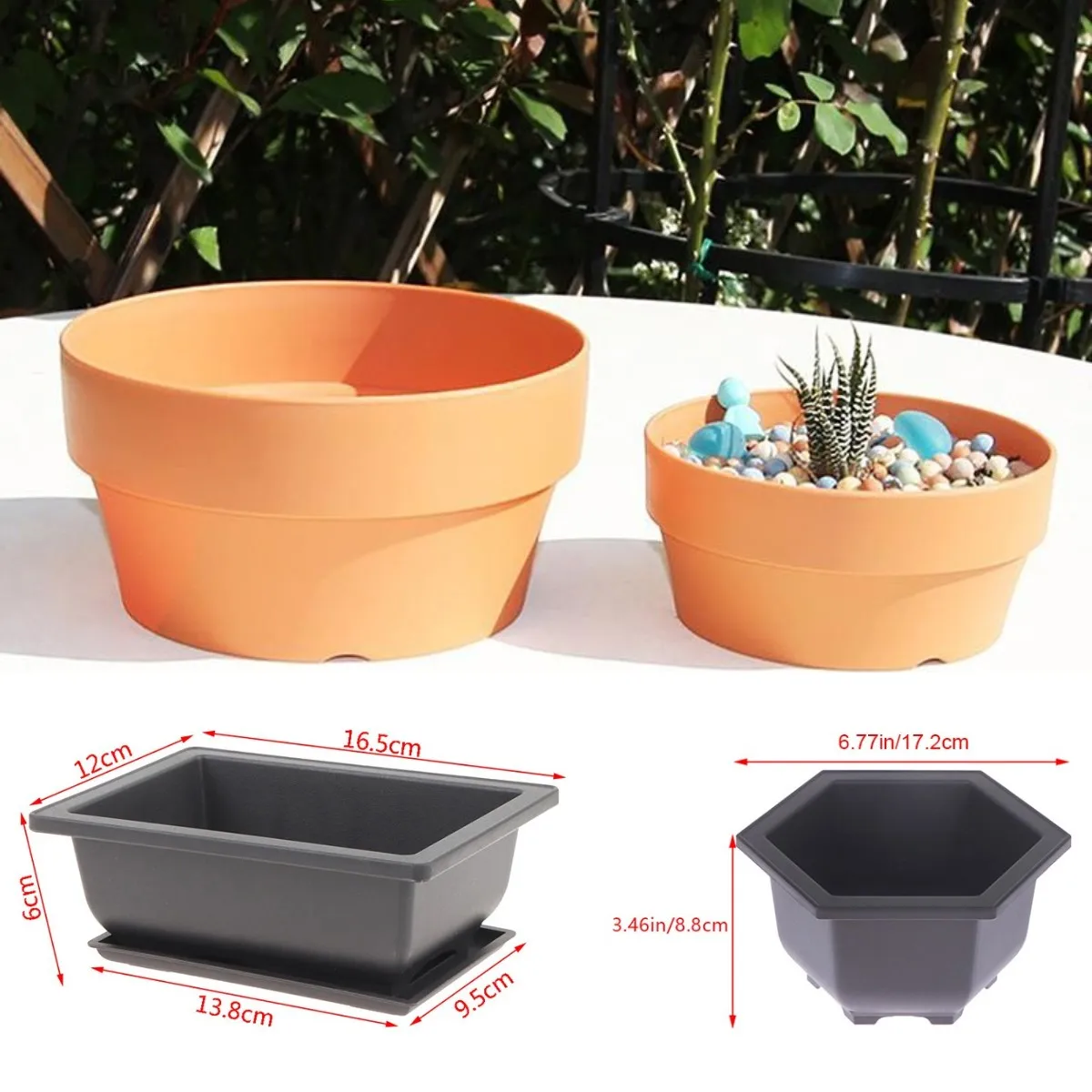 Round Plant Pot Tray Drainage Holes Imitation Ceramic Flower Pot Plate Gardening Supplies Flowers Plants Cactus 1
