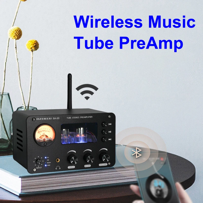 블루투스 XLR U 디스크 VU 이퀄라이저, 6H3N 스테레오 2.0, ES903 5532 진공관 오디오 고음 저음 프리앰프, 빌레 HiFi 프리앰프