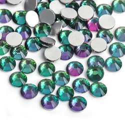 Premium Quality Glass Crystal Rhinestones - Flatback Glitter Stones for Nail Art and DIY Crafts (Green Volcano)