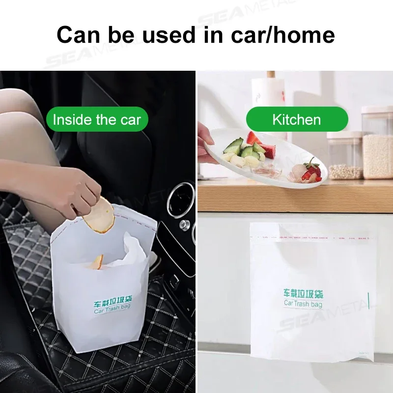 20/40Pcs Self-Adhesive Disposable Trash Bag Thicken Waterproof Garbage Bag Leak-Proof Rubbish Storage for Car/Home/Office car storage bag car trash bag