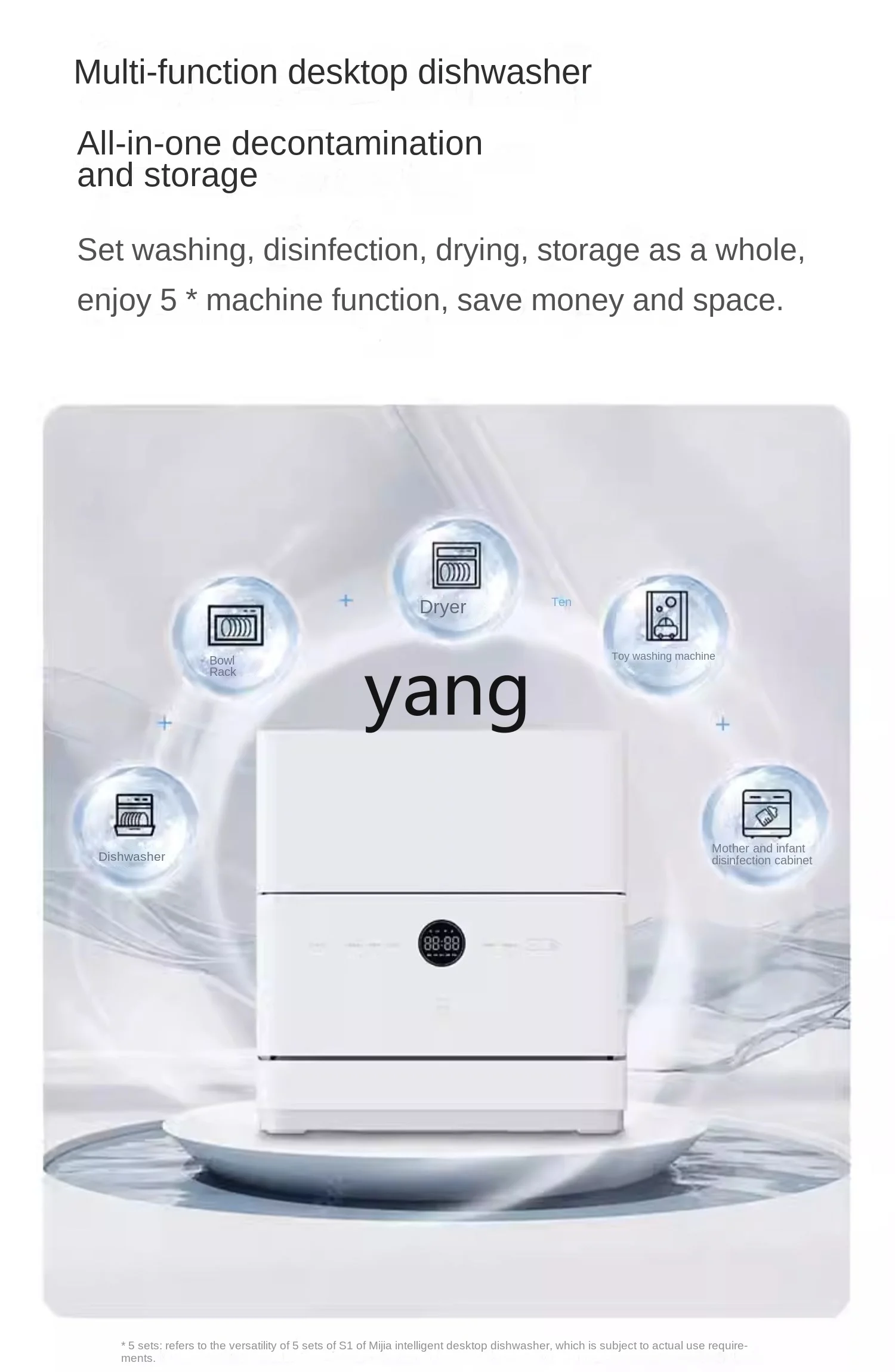 L'm'm Desktop Dishwasher Household Intelligent Automatic 5 Sets S1 White Disinfection Integrated Kitchen-Free Change 3