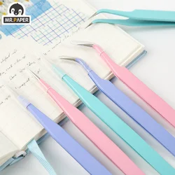 Mr.paper 8 Styles Simple Candy Color Multifunctional Tweezers Creative Stainless Steel High Elastic Hand Account Clip Tape Tool