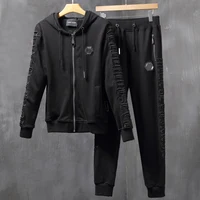 2024 top brand men's pure cotton letter embroidery 2-piece hooded sweater pants sportswear Ropa deportiva con capucha uomo plein 1